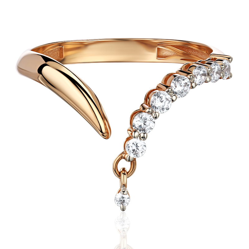 Кольцо из красного золота 585 пробы с фианитами 01К1116815Р