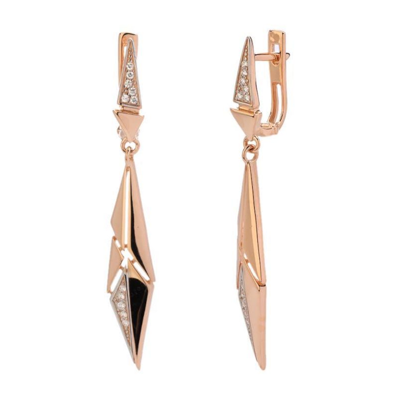 Серьги из красного золота 585 пробы с фианитами 01С1113396Р