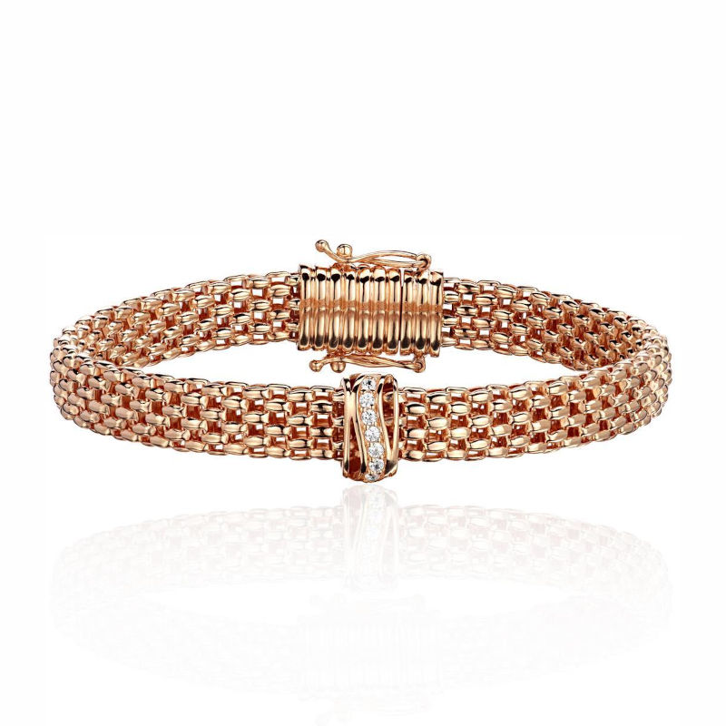 Браслет из комбинированного золота 585 пробы с фианитами 01Б162559