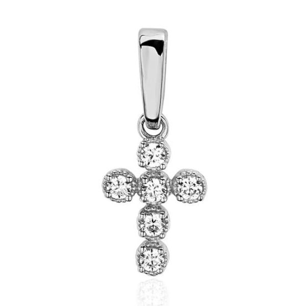 Крест из белого золота 585 пробы с бриллиантами 01Р621118-17