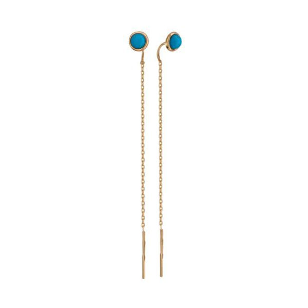 Серьги из красного золота 585 пробы с бирюзой 01С415093-1