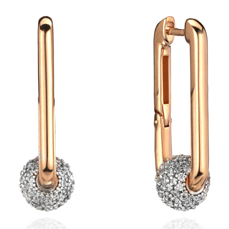 Серьги из красного золота 585 пробы с фианитами 01С1114907Р