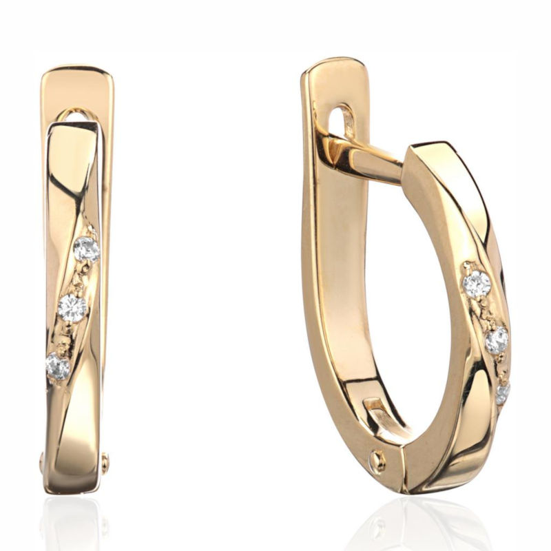 Серьги из желтого золота 585 пробы с фианитами 01С137307