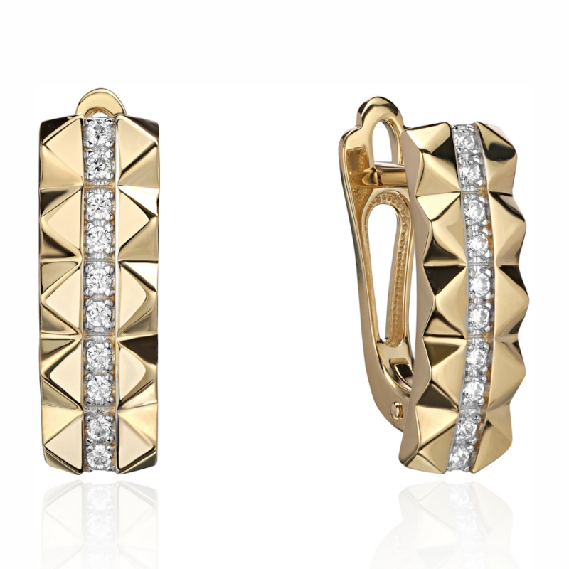 Серьги из желтого золота 585 пробы с фианитами 01С1314586Р Серьги из желтого золота 585 пробы с фианитами 01С1314586Р