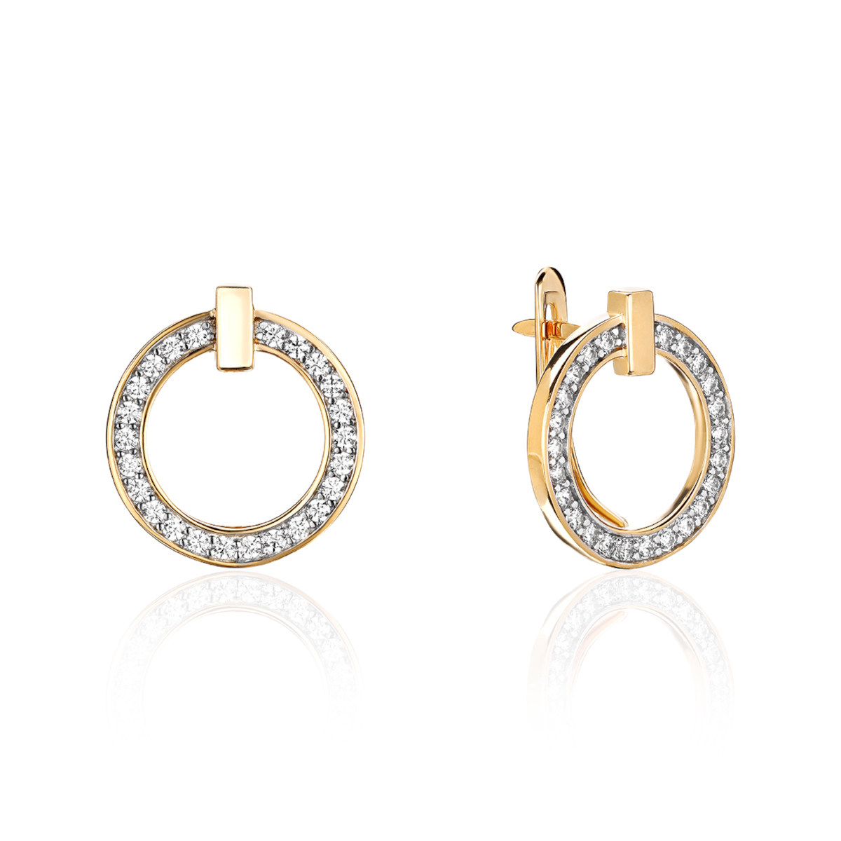 Серьги из желтого золота 585 пробы с фианитами 01С1315198