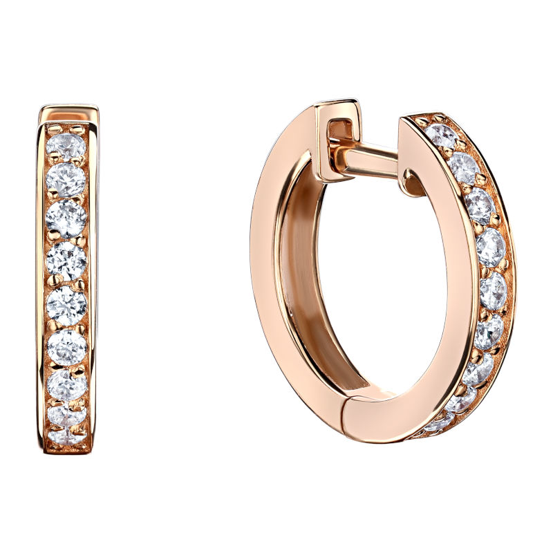 Серьги из красного золота 585 пробы с фианитами 01С1113916