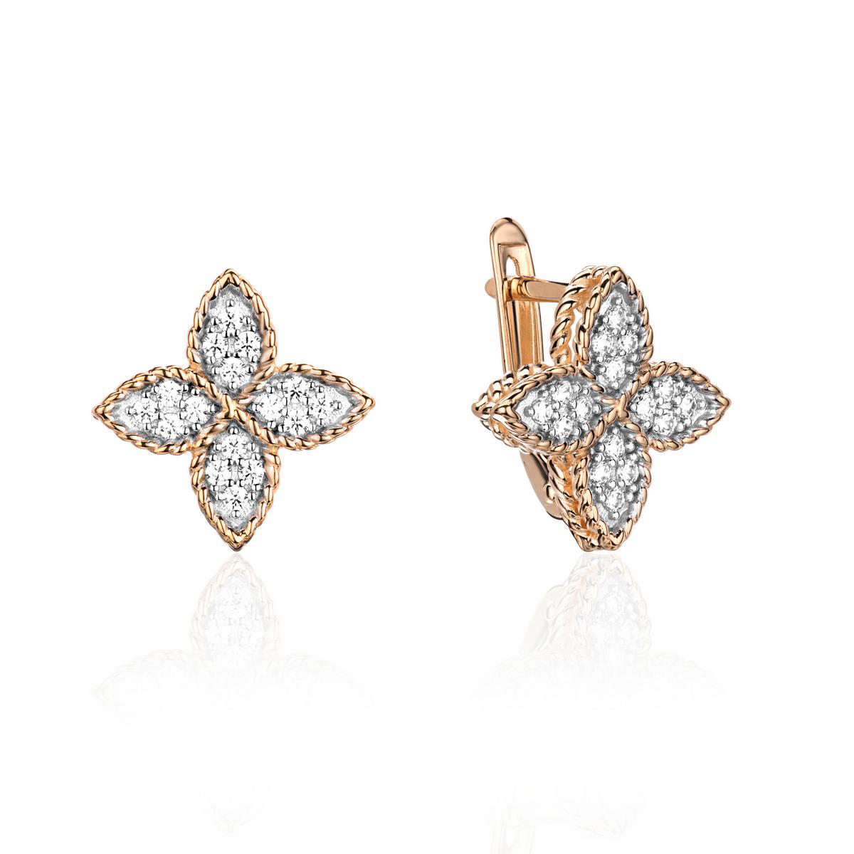 Серьги из красного золота 585 пробы с фианитами 01С1115580Р