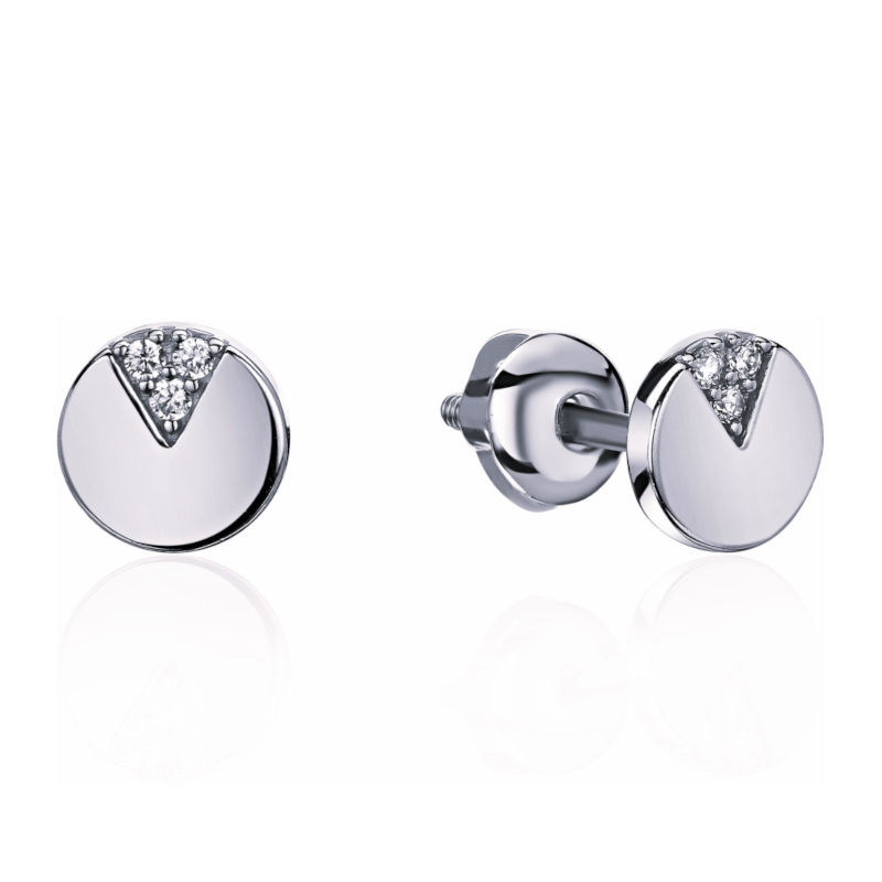 Серьги из платины 585 пробы с фианитами 01С1915618-585