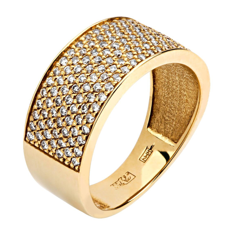 Кольцо из желтого золота 750 пробы с бриллиантами 01К642815