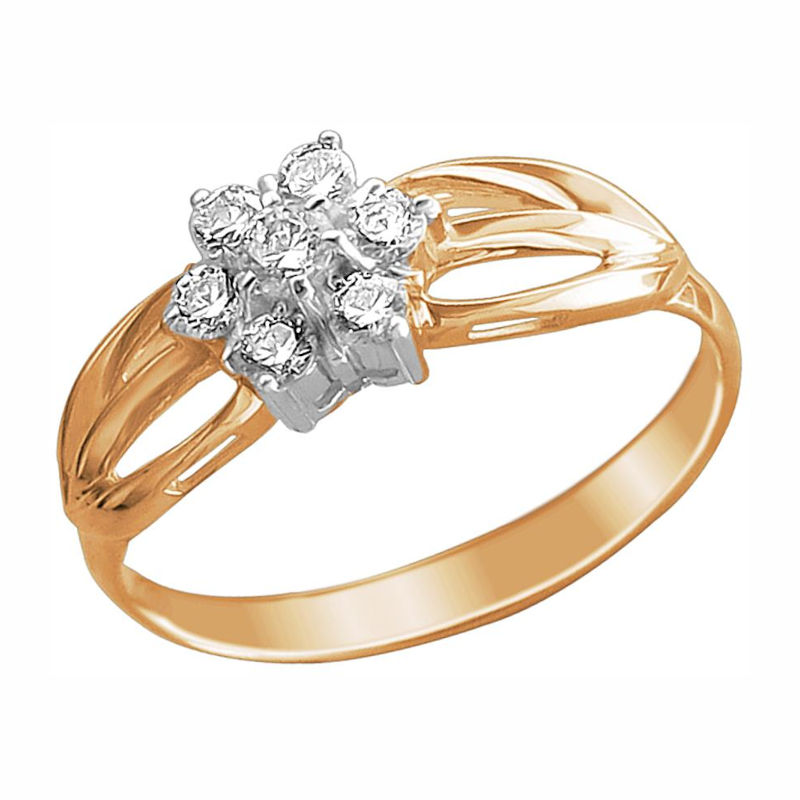 Кольцо из красного золота 585 пробы с фианитами 01К119426