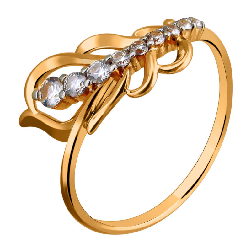 Кольцо из красного золота 585 пробы с фианитами 01К1112525Р