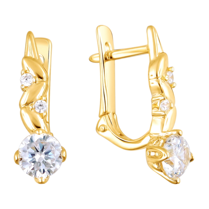 Серьги из желтого золота 585 пробы с фианитами 01С1311981