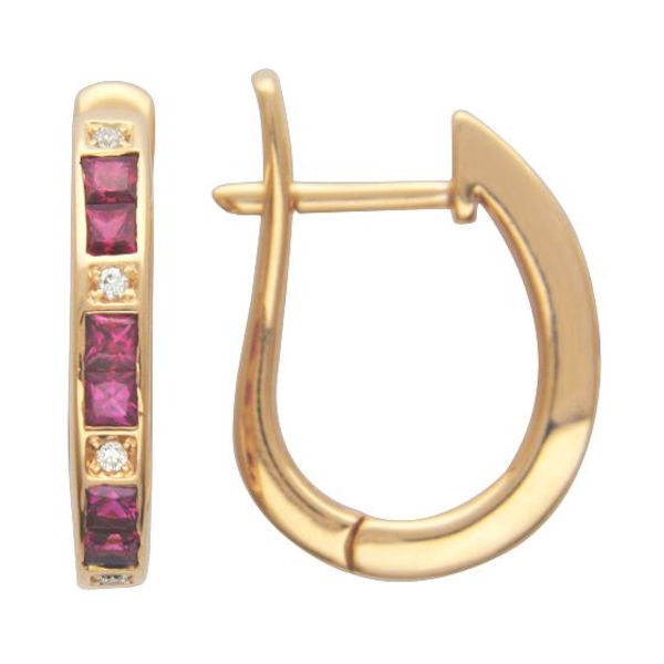 Серьги из красного золота 585 пробы с рубинами и бриллиантами 01С6131093-1