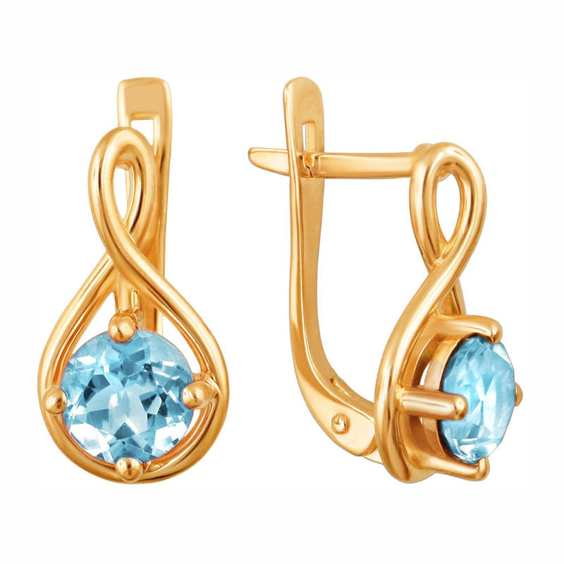 Серьги из красного золота 585 пробы с топазами 01С3111600-1