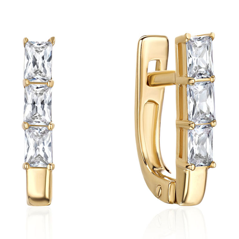 Серьги из желтого золота 585 пробы с фианитами 01С1317006