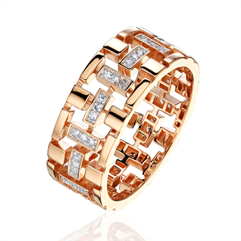 Кольцо из красного золота 585 пробы с бриллиантами 01К6115834Р-17