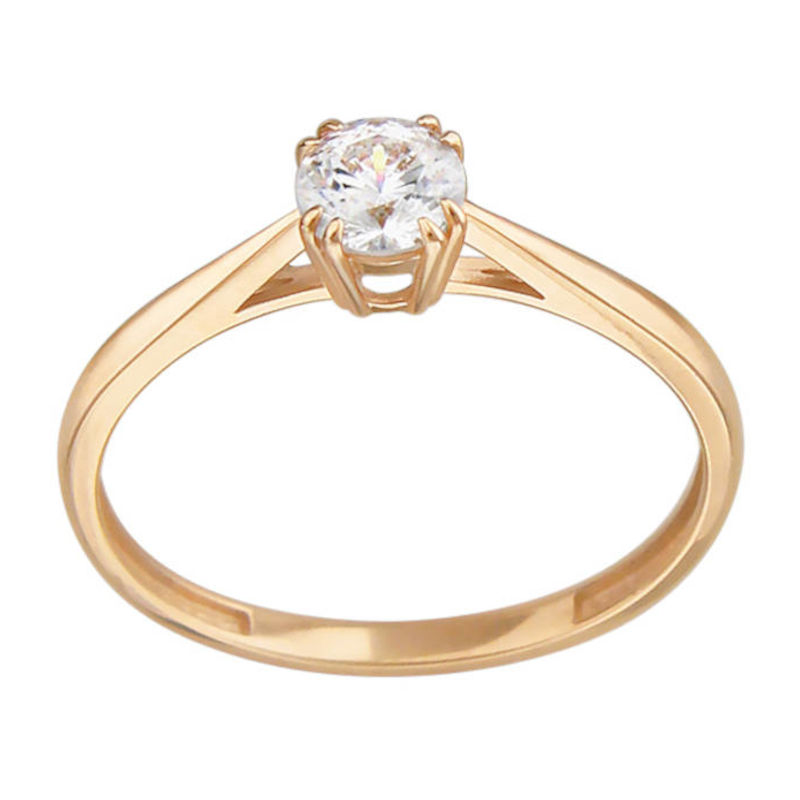 Кольцо из красного золота 585 пробы с фианитом 01К119406