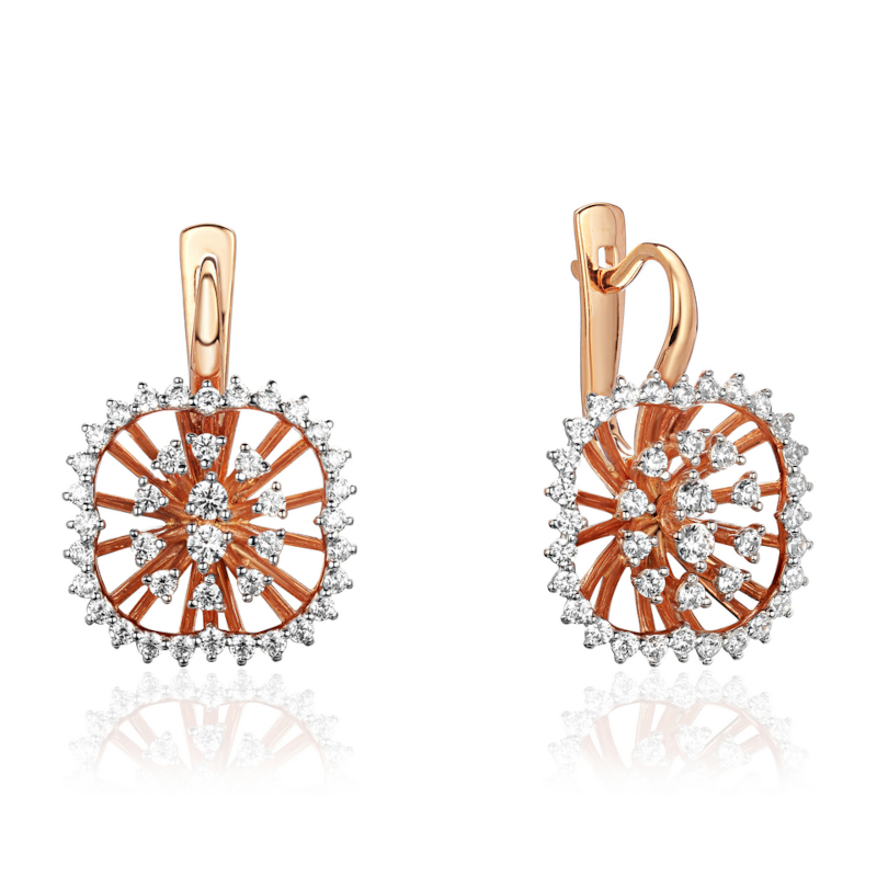 Серьги из золоченого серебра 925 пробы с фианитами 01С1515544РА