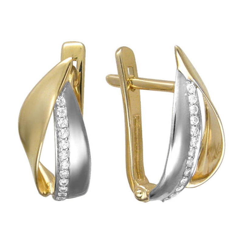 Серьги из желтого золота 585 пробы с фианитами 01С1313687Р