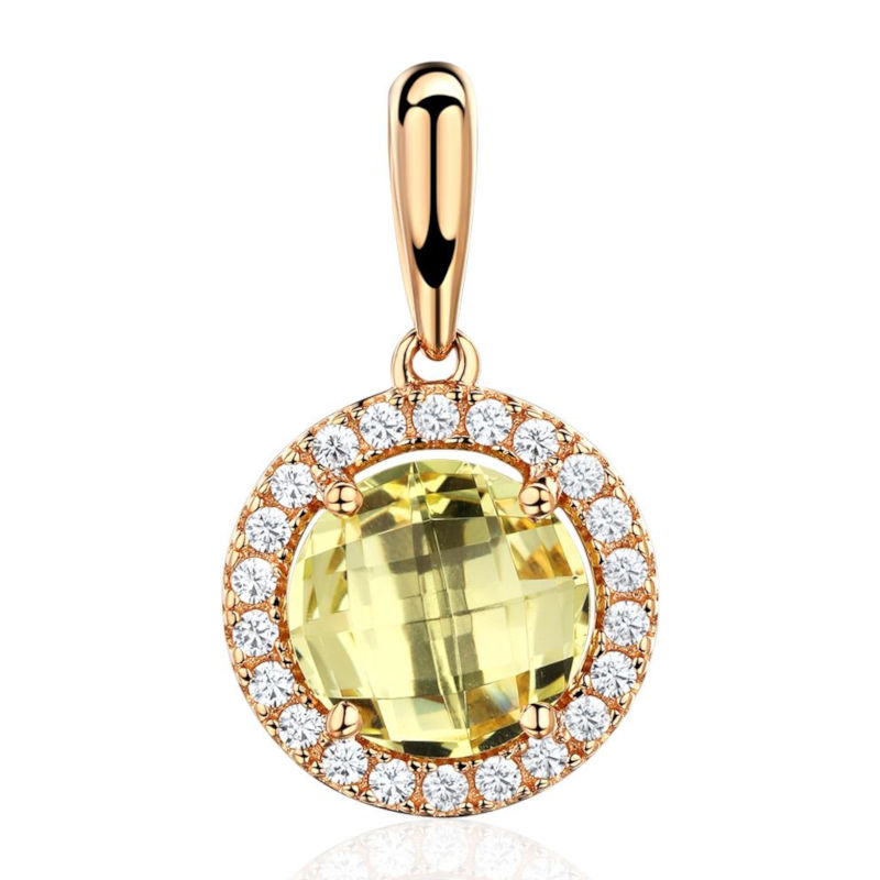 Подвеска из красного золота 585 пробы с кварцем и фианитами 01П3115411-3