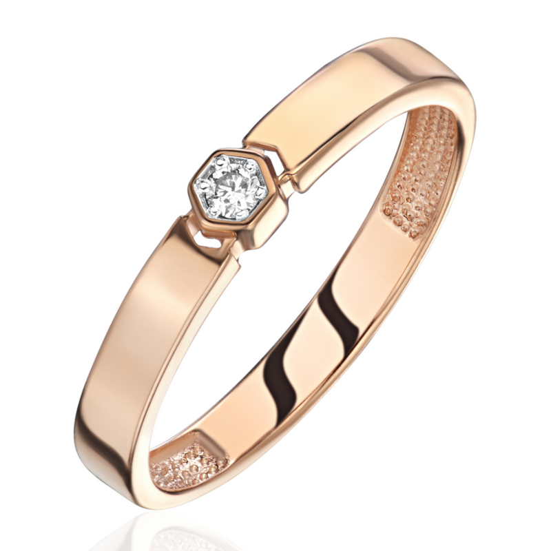 Кольцо из красного золота 585 пробы с бриллиантом 01К6115591Р