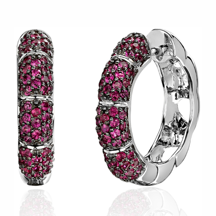 Серьги из белого золота 585 пробы с рубинами 01С5213849-3