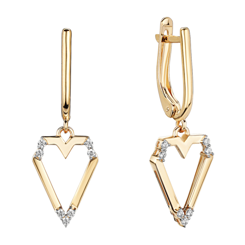 Серьги из желтого золота 585 пробы с фианитами 01С1315495Р