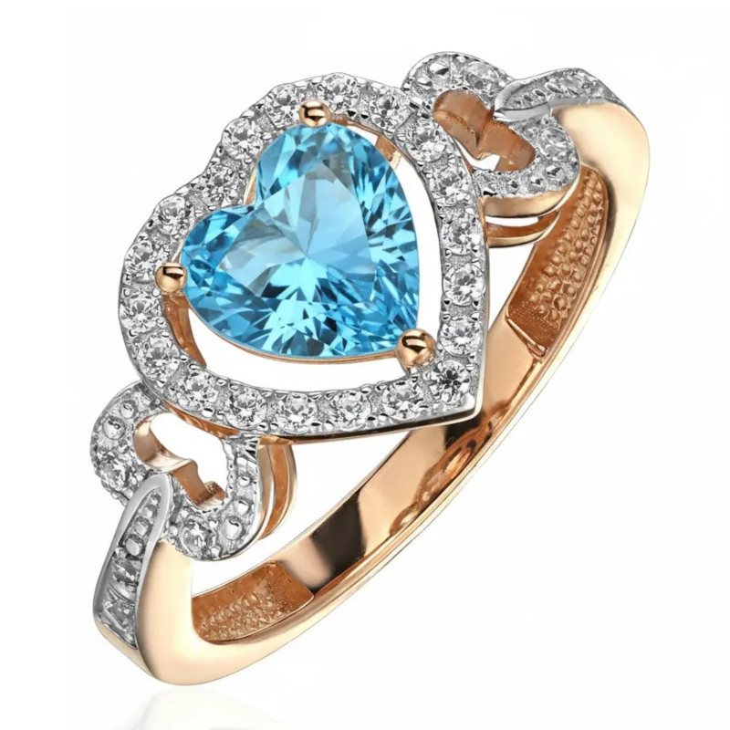 Кольцо из красного золота 585 пробы с наноситалом и фианитами 01К2115443Р-7