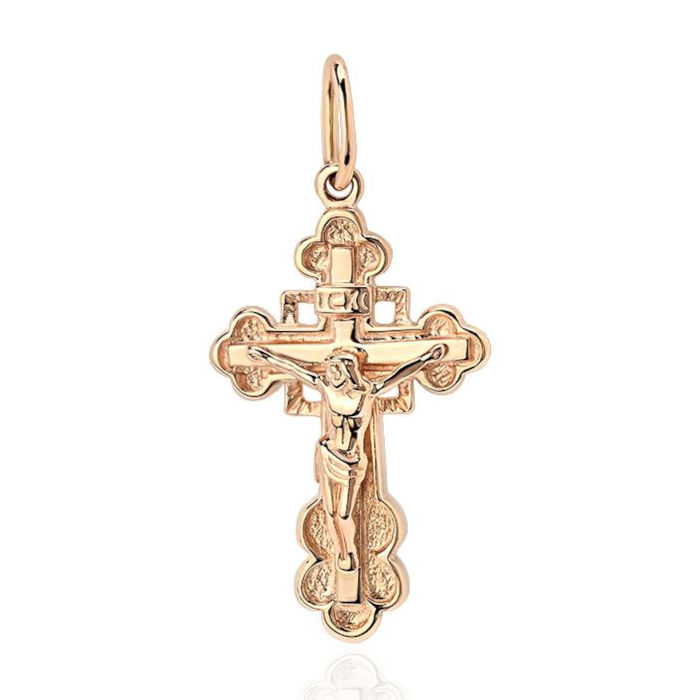 Крест нательный из красного золота 375 пробы без вставок 01Р010399S