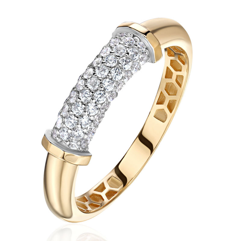 Кольцо из желтого золота 585 пробы с фианитами 01К1317024Р