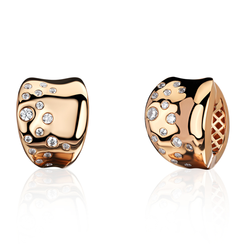 Серьги из красного золота 585 пробы с фианитами 01С1115659