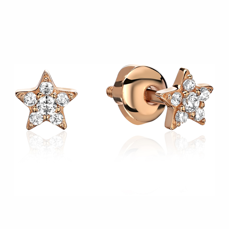 Серьги из красного золота 585 пробы с фианитами 01С1114222