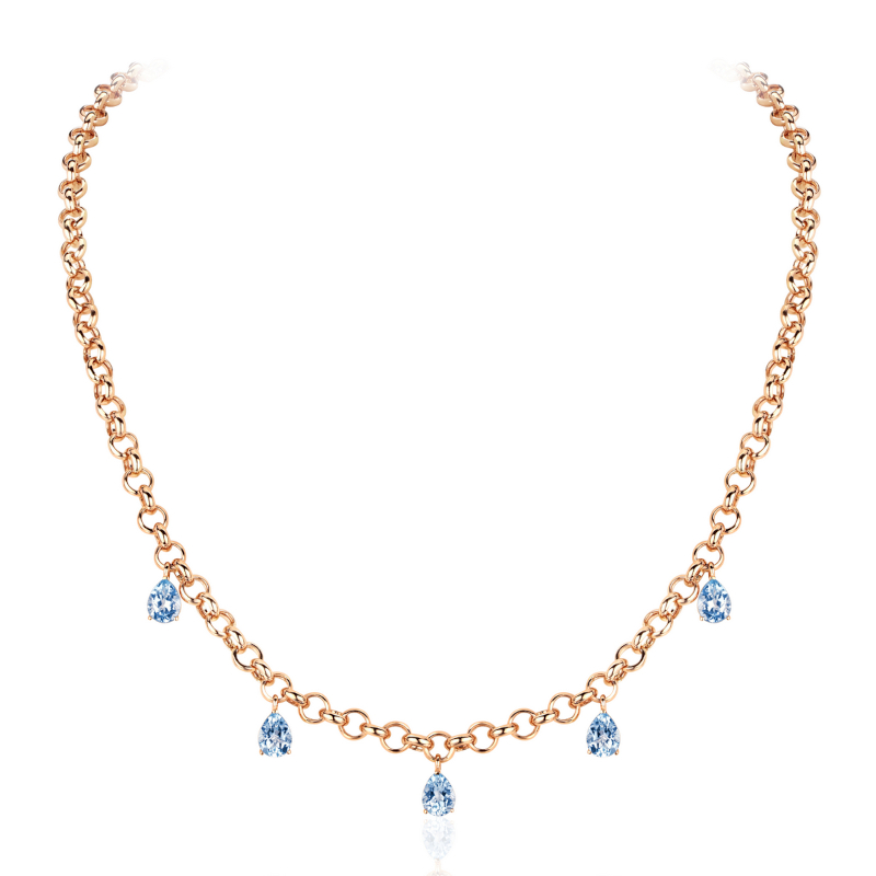 Колье из красного золота 585 пробы с топазами 01Л312542-1