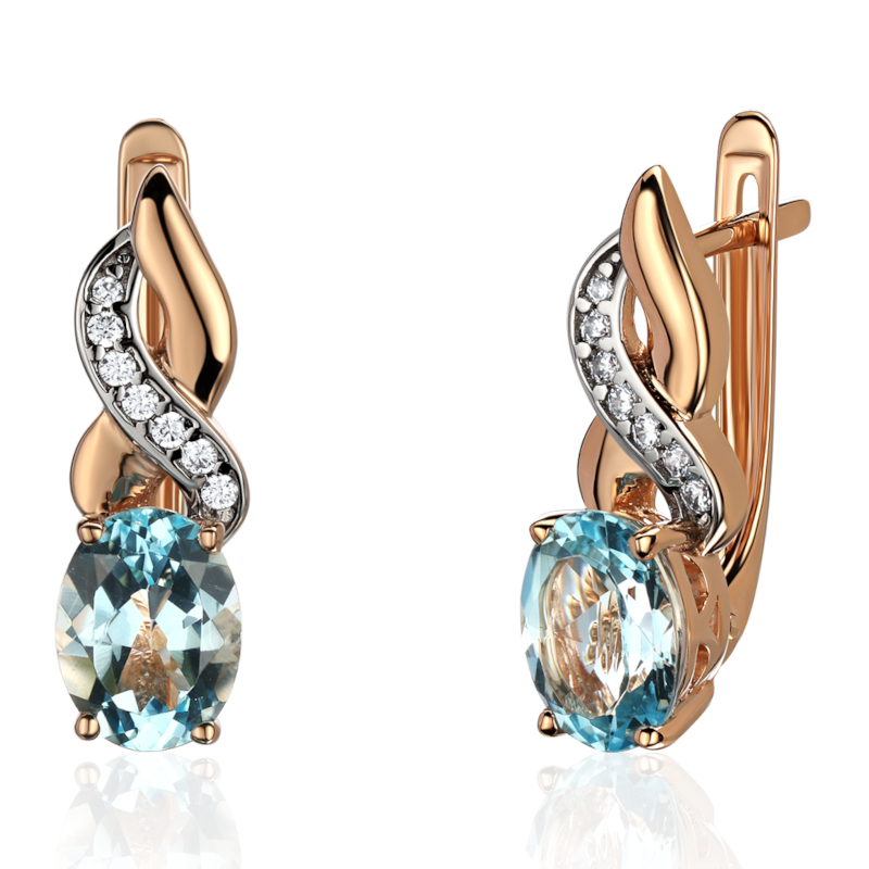 Серьги из красного золота 585 пробы с топазами и фианитами 01С3115321Р-1