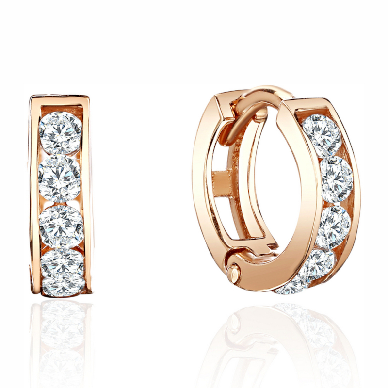 Серьга одиночная из красного золота 585 пробы с фианитами 01С1116213