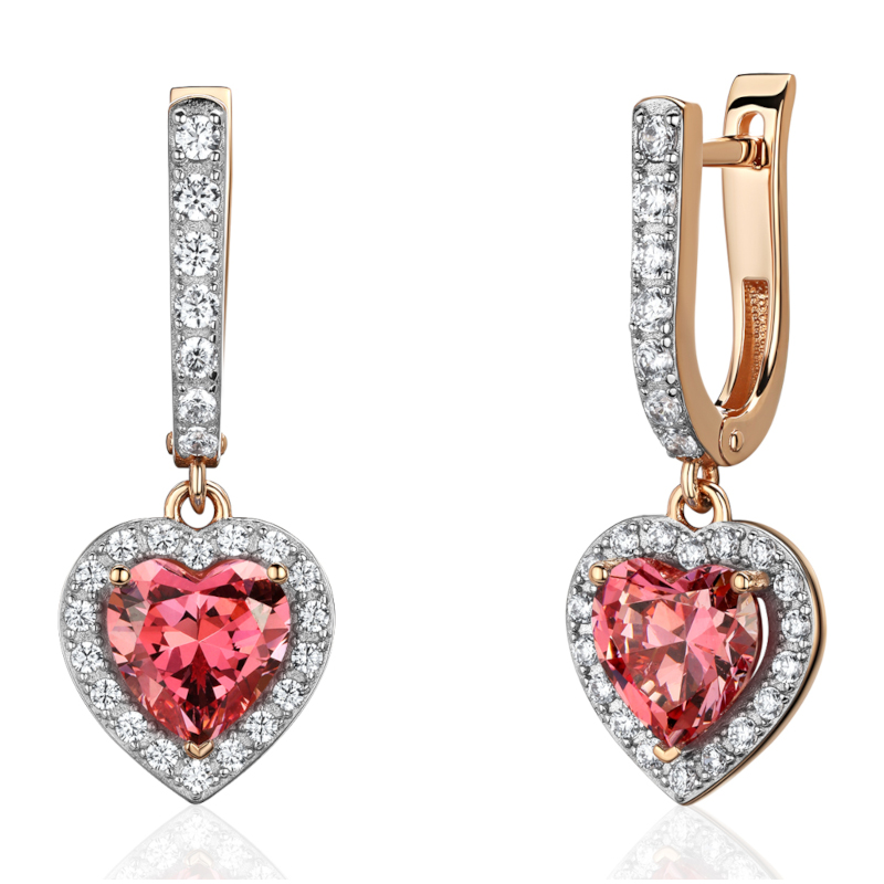 Серьги из красного золота 585 пробы с фианитами 01С2116539Р-1