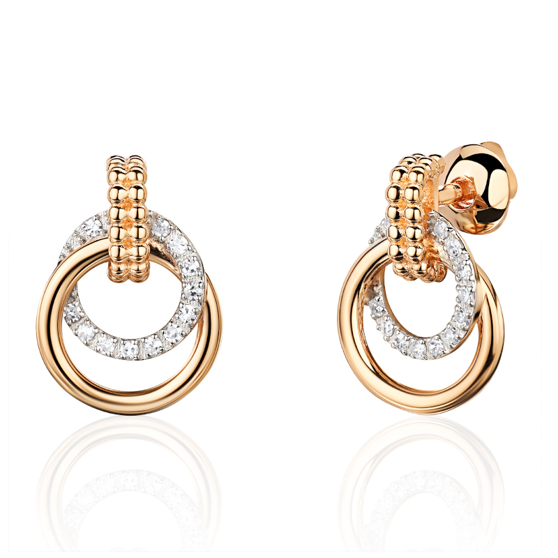 Серьги из красного золота 585 пробы с бриллиантами 01С6115838Р-17