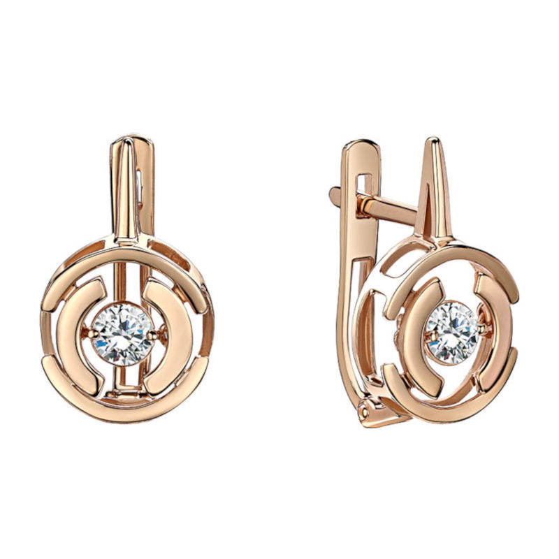 Серьги из красного золота 585 пробы с фианитами 01С1113370