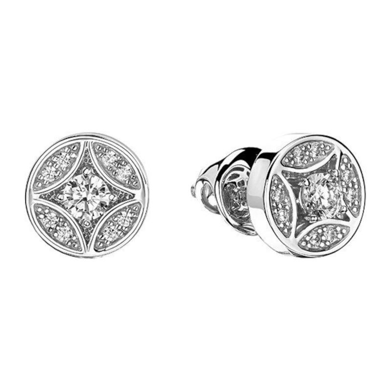 Серьги из белого золота 585 пробы с фианитами 01С1213724