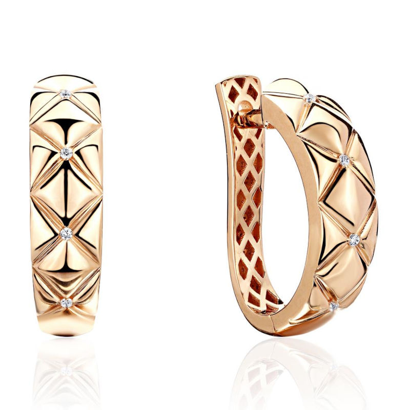 Серьги из желтого золота 585 пробы с фианитами 01С1315319