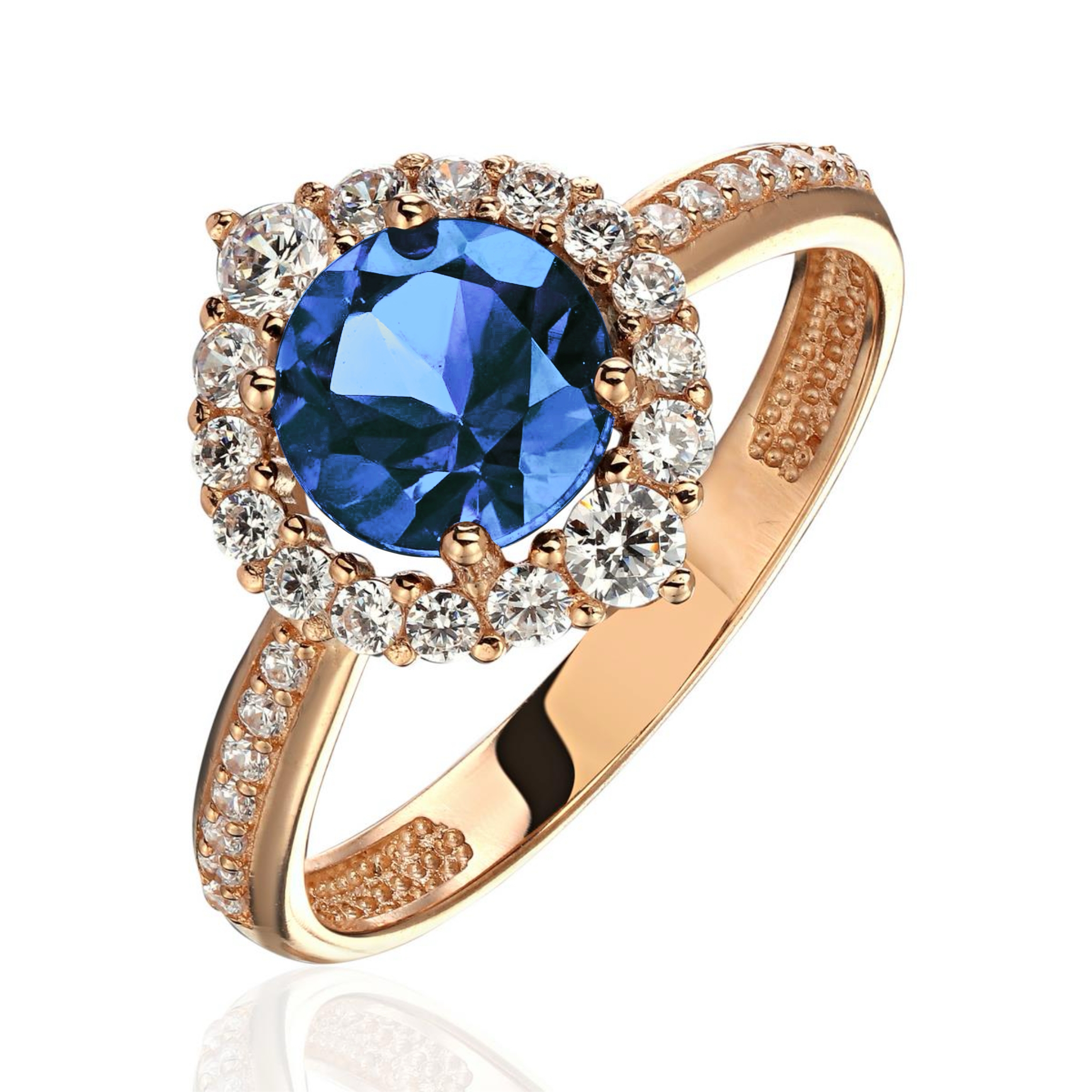 Кольцо из красного золота 585 пробы с наносинтал топазом и фианитами 01К2115431-1