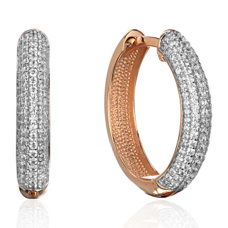 Серьги из красного золота 585 пробы с фианитами 01С1114902Р