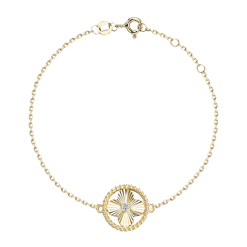 Браслет из желтого золота 585 пробы с фианитом 01Б133486