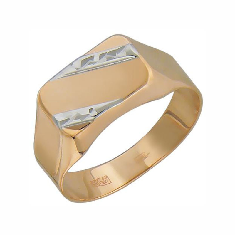 Печатка из красного золота 585 пробы без вставок 01Т714891