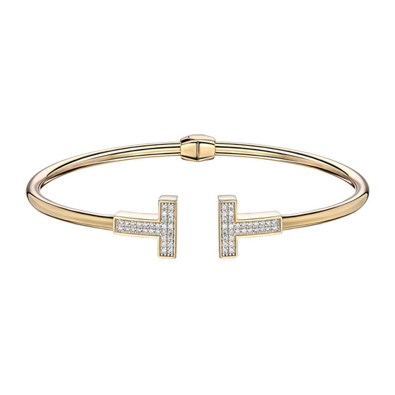 Браслет конго из желтого золота 585 пробы с фианитами 01Б132890