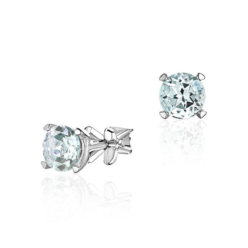 Серьги из белого золота 585 пробы с аквамарином 01С328922-10