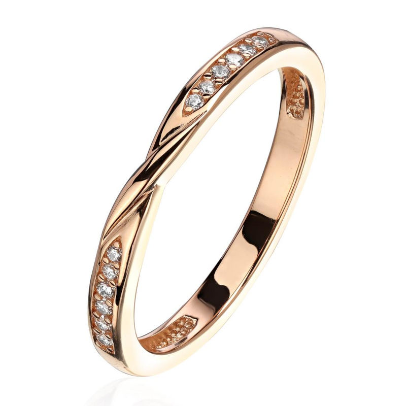 Кольцо из красного золота 585 пробы с бриллиантами 01К6114641-17 Кольцо из красного золота 585 пробы с бриллиантами 01К6114641-17