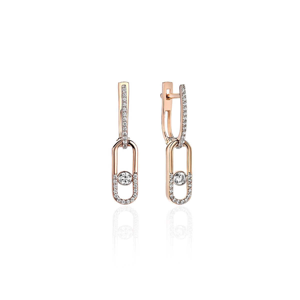 Серьги из красного золота 375 пробы с фианитами 01С1113122SР