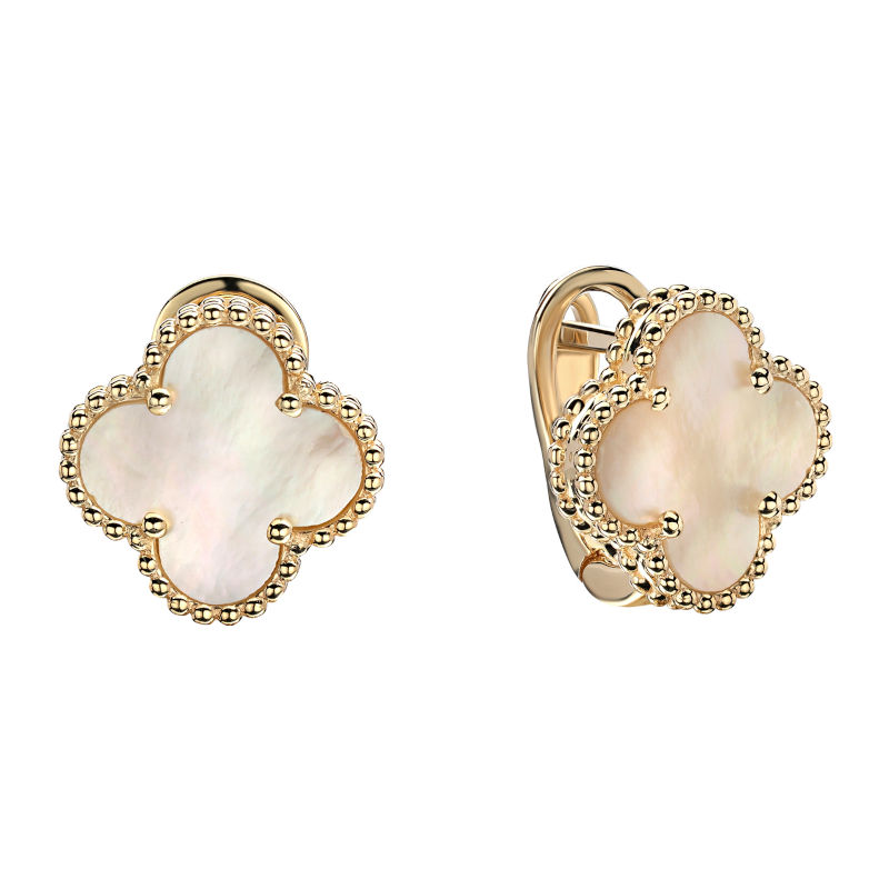 Серьги из желтого золота 585 пробы с перламутром 01С4314170-3