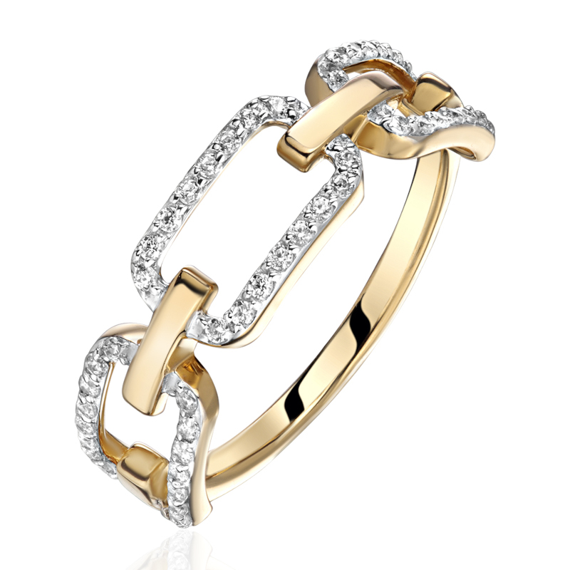 Кольцо из желтого золота 585 пробы с фианитами 01К1316276Р